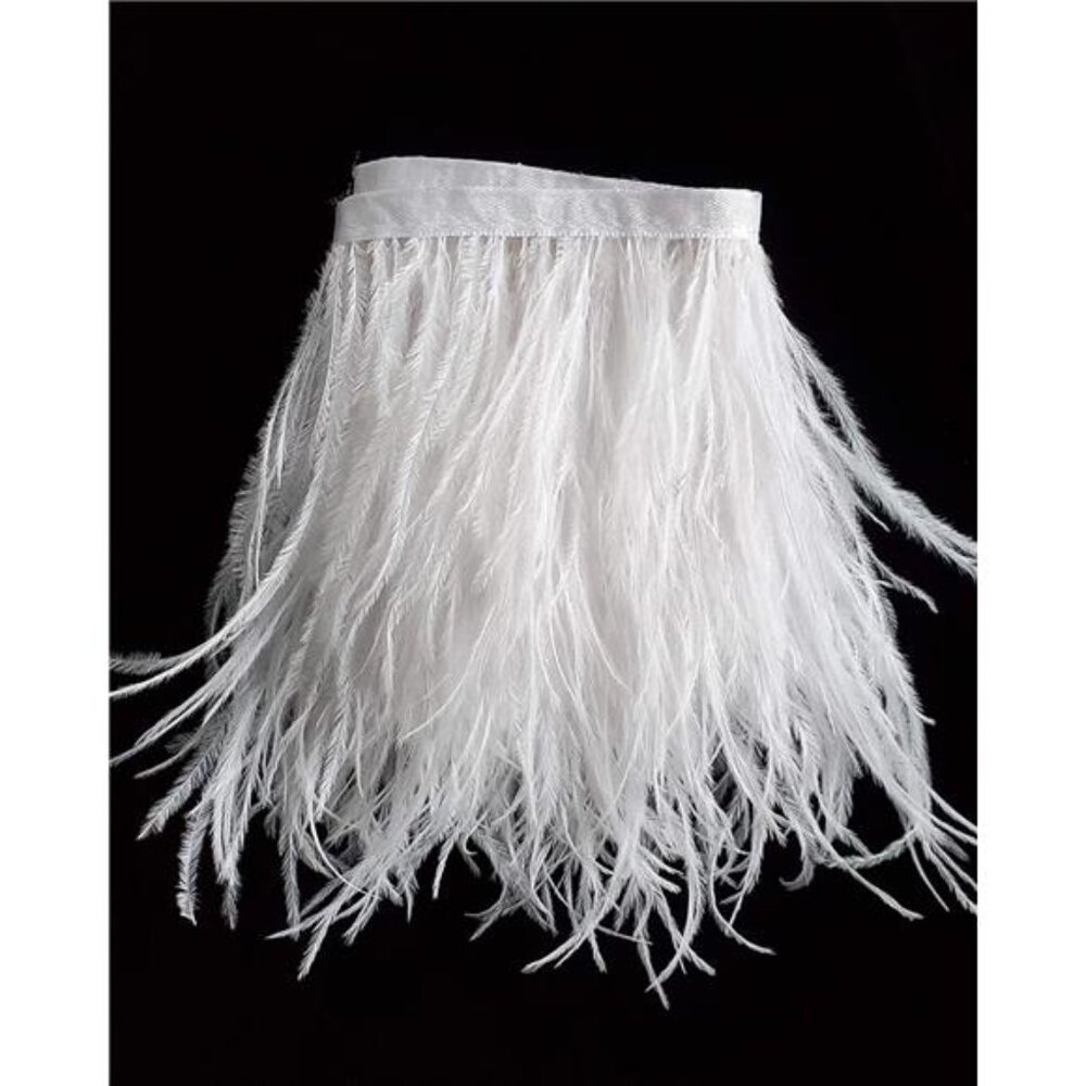 Happy feather 2 Yards 5-6inch White Ostrich Feathers Trim Fringe - Picture 9 of 16